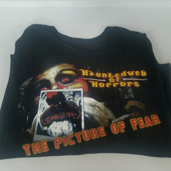 Men's Halloween sz. XL X-Large Black T-shirt HAUNTED WEB OF HORROR - Picture 1 of 6